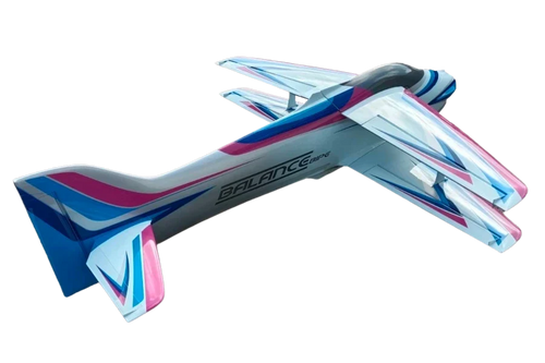 CK Aero Balance Bipe ARF white and pink scheme, rear three-quarter view showing the fin and lower wing