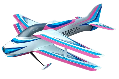 CK Aero Balance Bipe ARF in the white and pink standard scheme, front three-quarter view on white