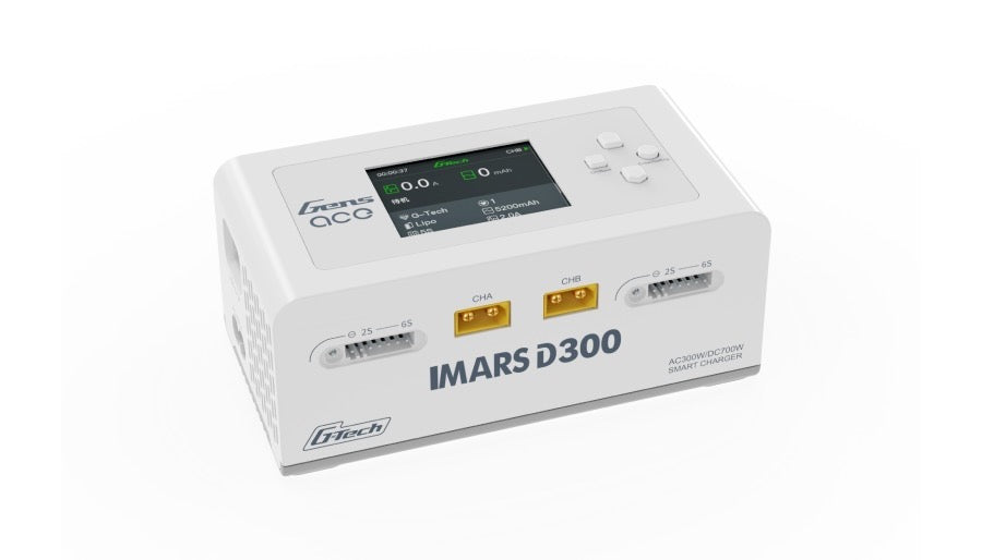 Gens Ace iMARS D300 AC/DC Dual Channel RC Battery Charger White