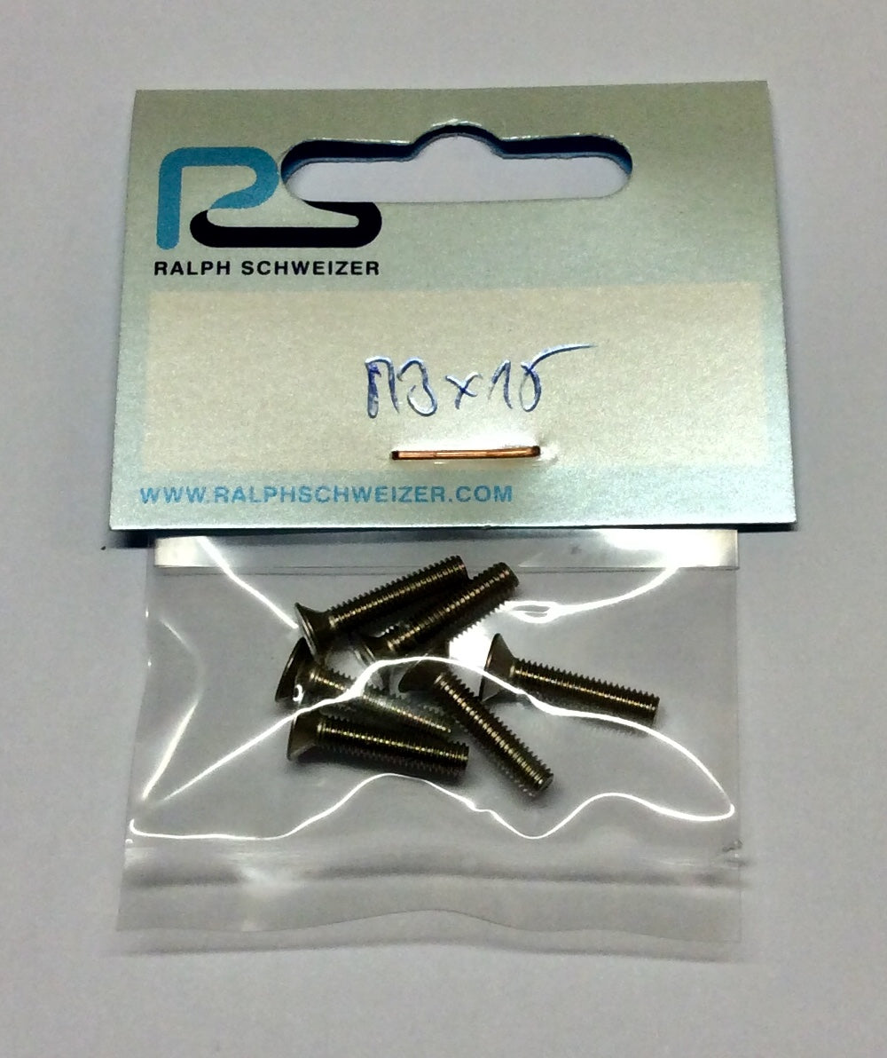 Ralph Schweizer Modeltechnic M3 x 15mm Titanium Countersunk Head Screws 6-Pack