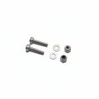 Precision Aero Products M2 ball end mounting hardware set: two M2 x 10mm stainless cap head screws, two flat washers and two nyloc nuts