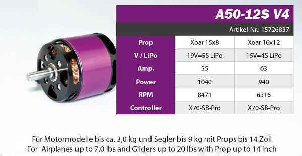 Hacker A50-12S V4 480KV Brushless Motor