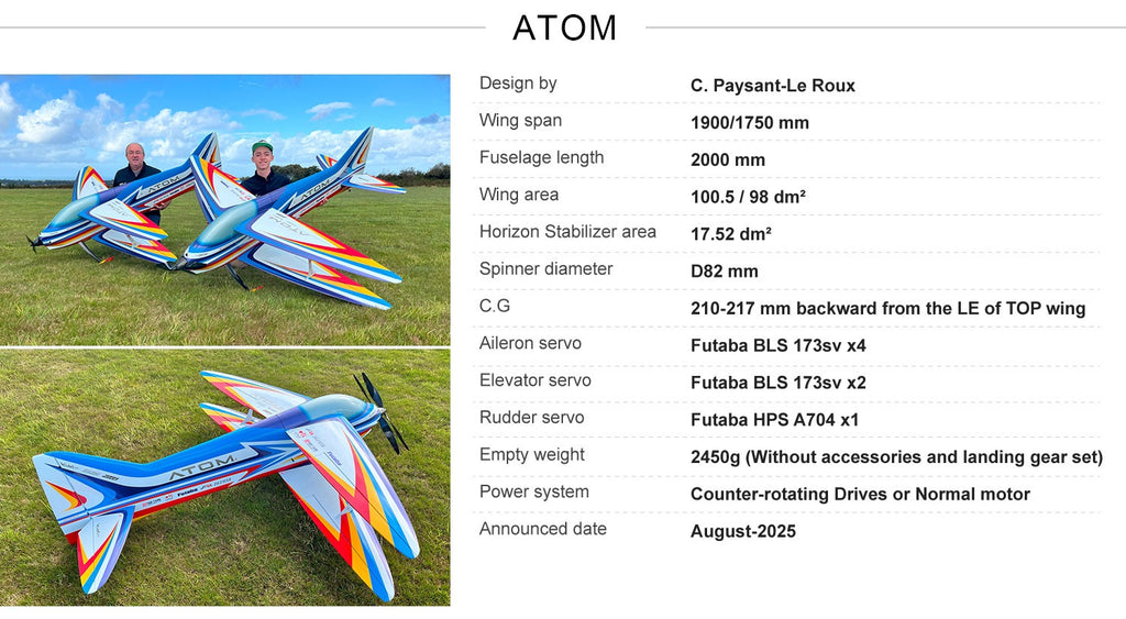 Hui Yang Professional F3A Atom Bipe EP RC Model Aircraft