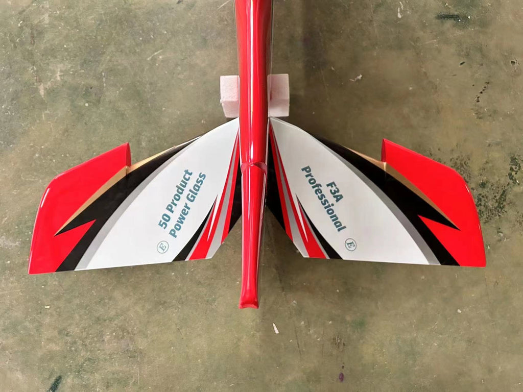 Hui Yang Interceptor MAX tailplane and elevators from above, red, black and white scheme