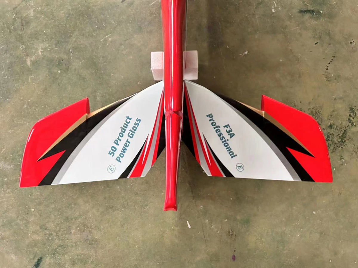 Hui Yang Interceptor MAX tailplane and elevators from above, red, black and white scheme