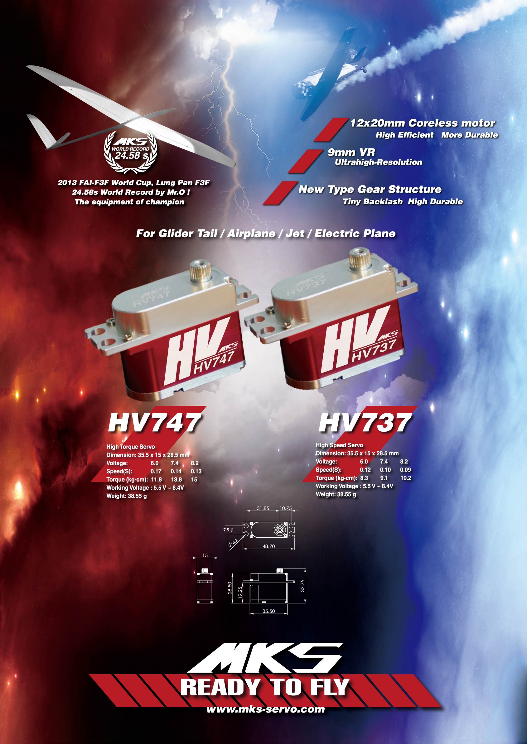 MKS HV747 High Torque Digital Servo for Airplane Jets Electric Models
