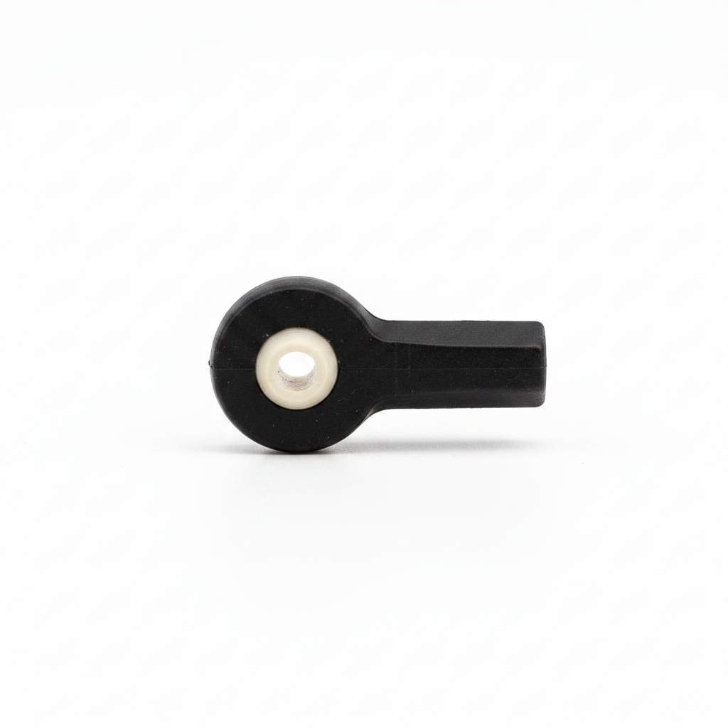 Precision Aero Products 2.5mm dual axis ball end, side view, ceramic ball with 2mm through hole