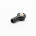 Precision Aero Products 2.5mm dual axis ball end showing the M2.5 internal thread for the pushrod and the ceramic ball