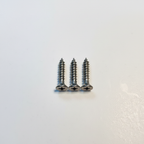 Three stainless steel self-tapping countersunk flat-head screws included with Hui Yang carbon control horn, neatly aligned in a row