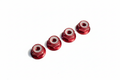 Ralph Schweizer Modeltechnic M4 red anodised aluminium lock nuts 4-pack diagonal view showing depth and profile on white studio background