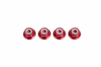 Ralph Schweizer Modeltechnic M4 red anodised aluminium lock nuts 4-pack top-down view showing white nylon inserts on white studio background