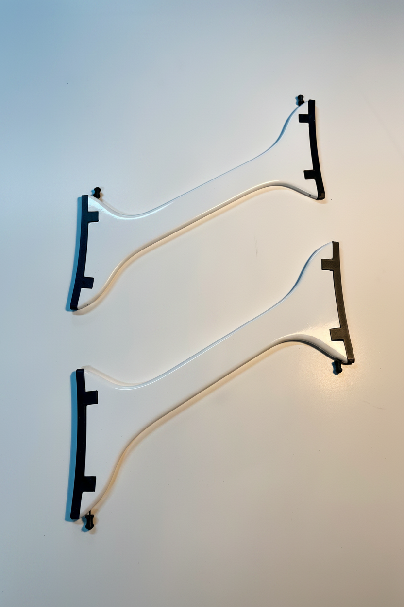CKAero Alchemy Bipe two wing struts with black ply end fittings and white fibreglass bodies on white studio background