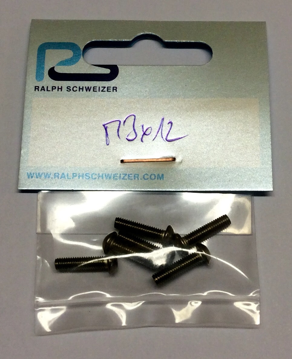Ralph Schweizer Modeltechnic M3 x 12mm Titanium Button Head Screws 6-Pack