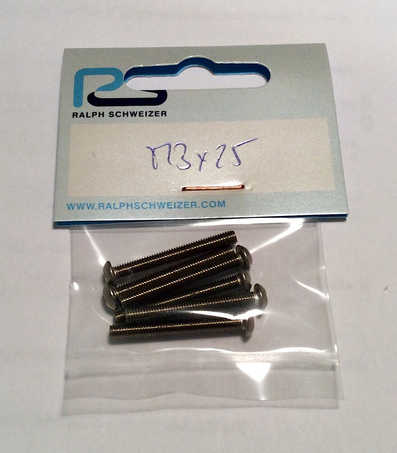 Ralph Schweizer Modeltechnic M3 x 25mm Titanium Button Head Screws 6-Pack