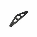 Precision Aero Products MKS rudder arm, 2.0mm carbon fibre pull-pull servo arm with holes at 60, 65 and 70mm centres, angled view