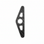 Precision Aero Products MKS rudder arm, top view, carbon fibre pull-pull arm for MKS 6mm servo hubs