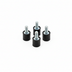Four Precision Aero Products soft mount rubber isolators, 10 x 10mm 60 shore, M4 studs uppermost, grouped