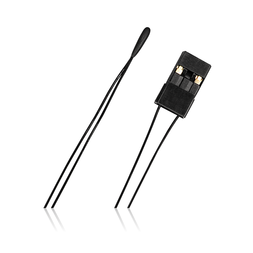 PowerBox Temperature Probe 250°C Bare: small sensor bead on two thin leads, with the plug at the other end